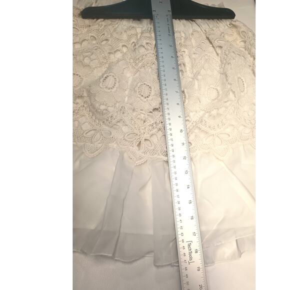 Vintage Hostess Apron Overskirt Fancy White double layer embroidery lace overlay - Picture 4 of 12